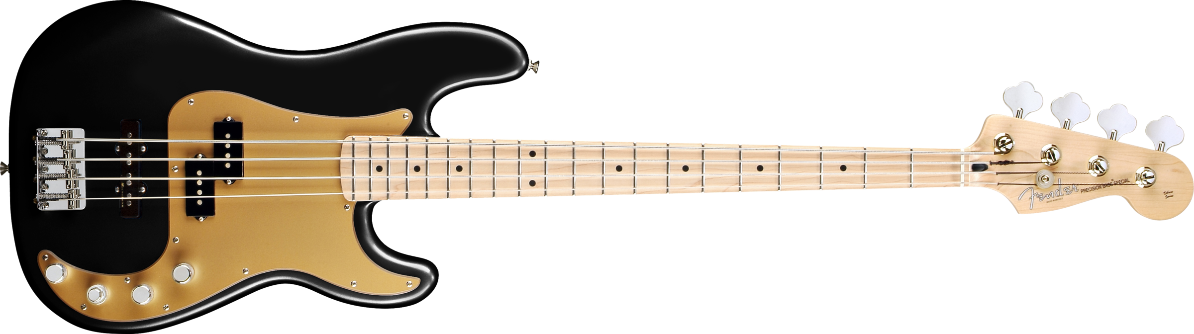 Black Electric Bass Guitar PNG Image