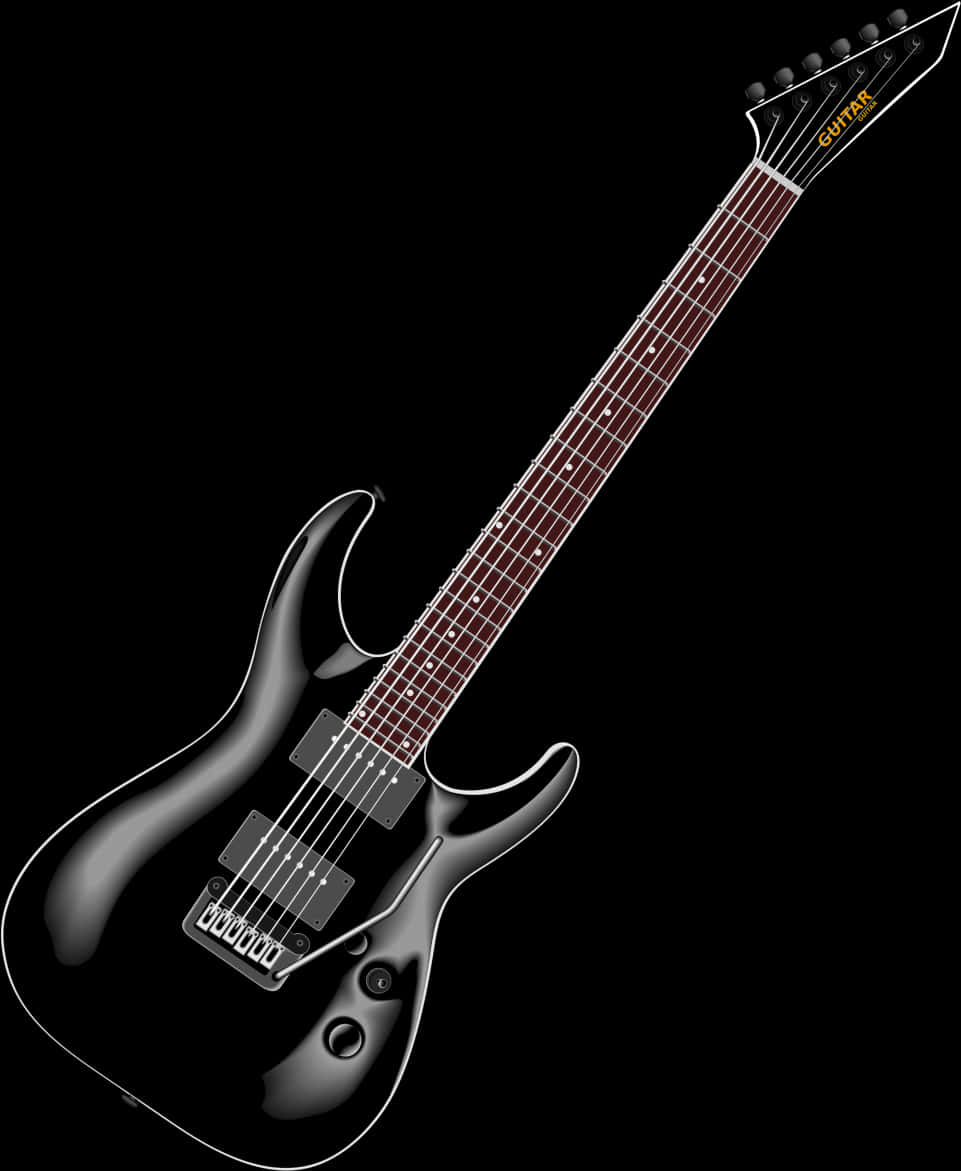 Black Electric Guitar PNG Image