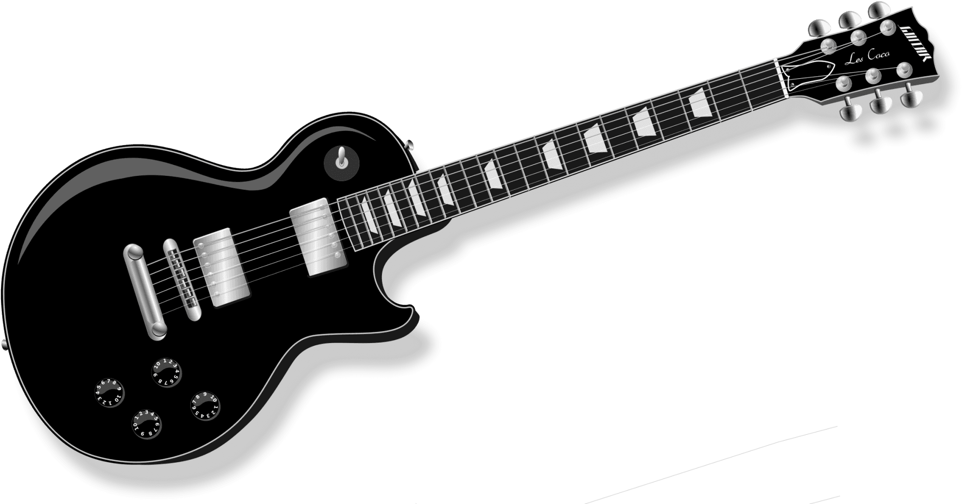 Black Electric Guitar Classic Design PNG Image