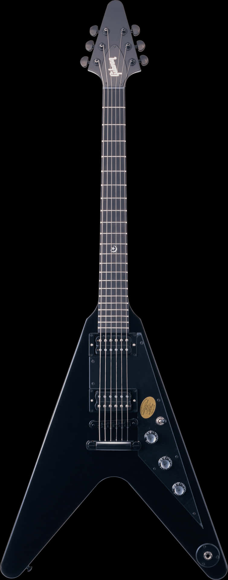 Black Electric Guitar Flying V PNG Image