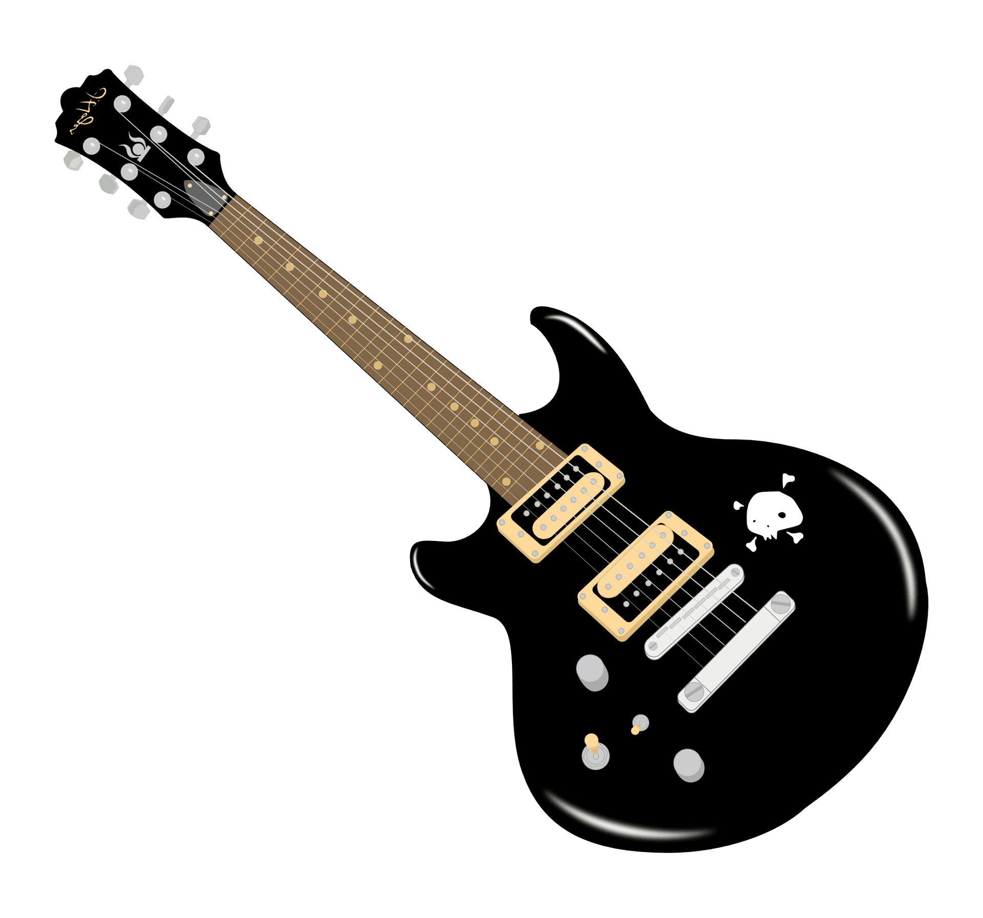 Black Electric Guitar Illustration PNG Image