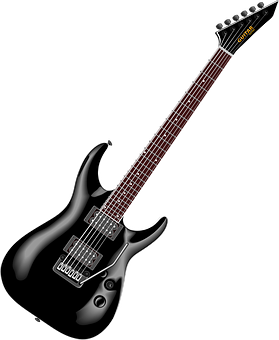 Black Electric Guitar Isolated PNG Image