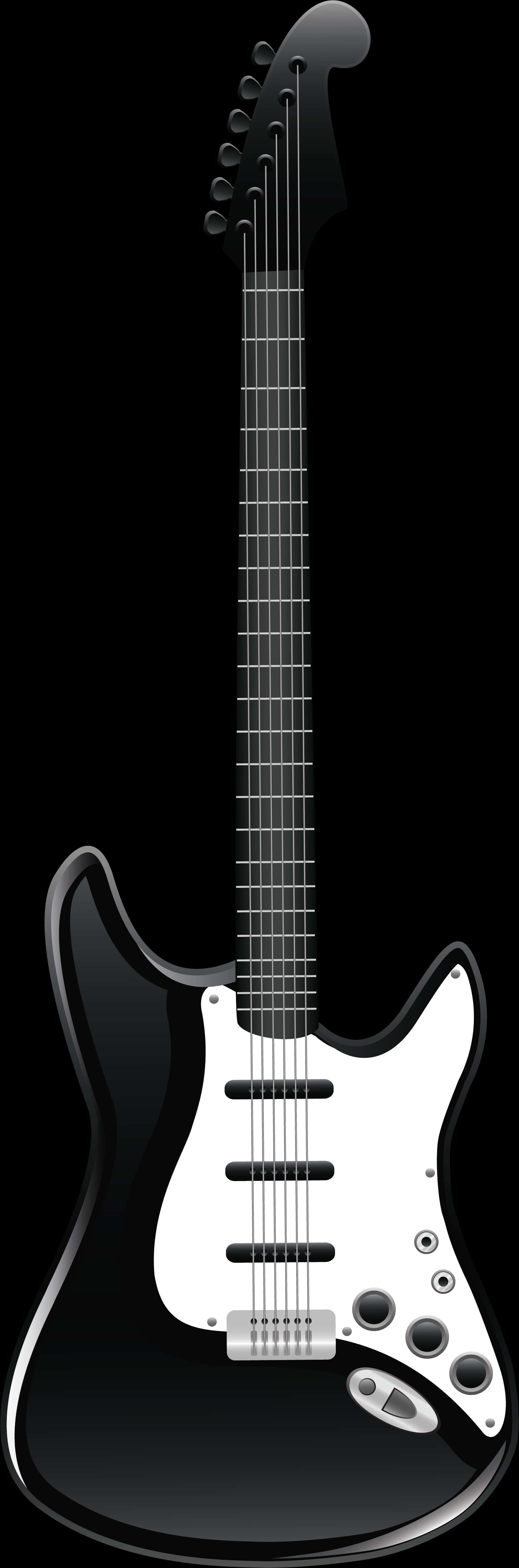 Black Electric Guitar Vector PNG Image