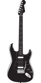 Black Electric Guitar Vector PNG Image