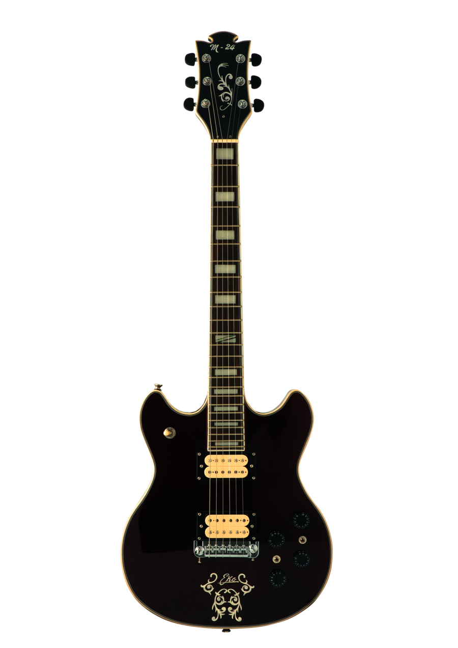 Black Electric Guitaron Black Background PNG Image