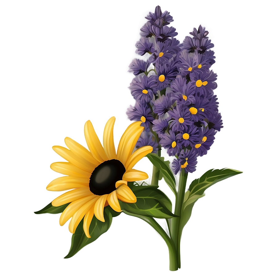 Black Eyed Susan And Lavender Bouquet Png 06282024 PNG Image