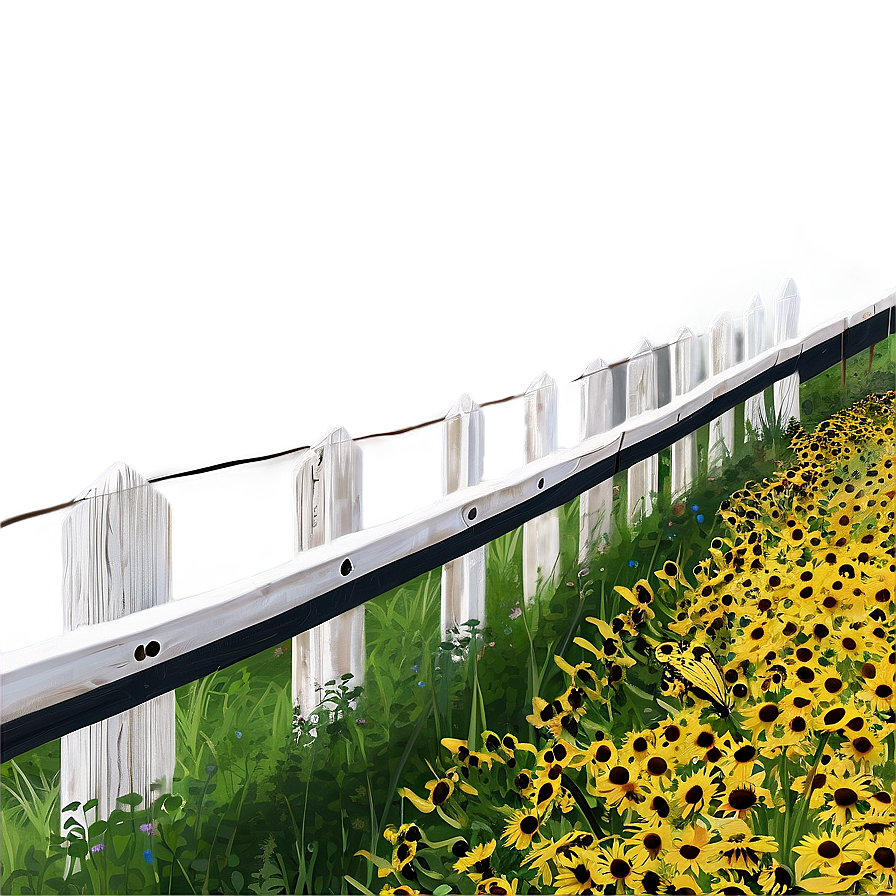 Black Eyed Susan Fence Line Png Yjw54 PNG Image