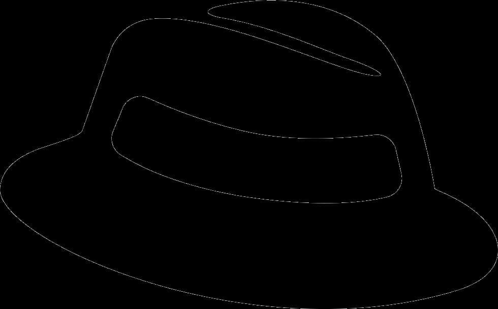 Black Fedora Hat Outline PNG Image