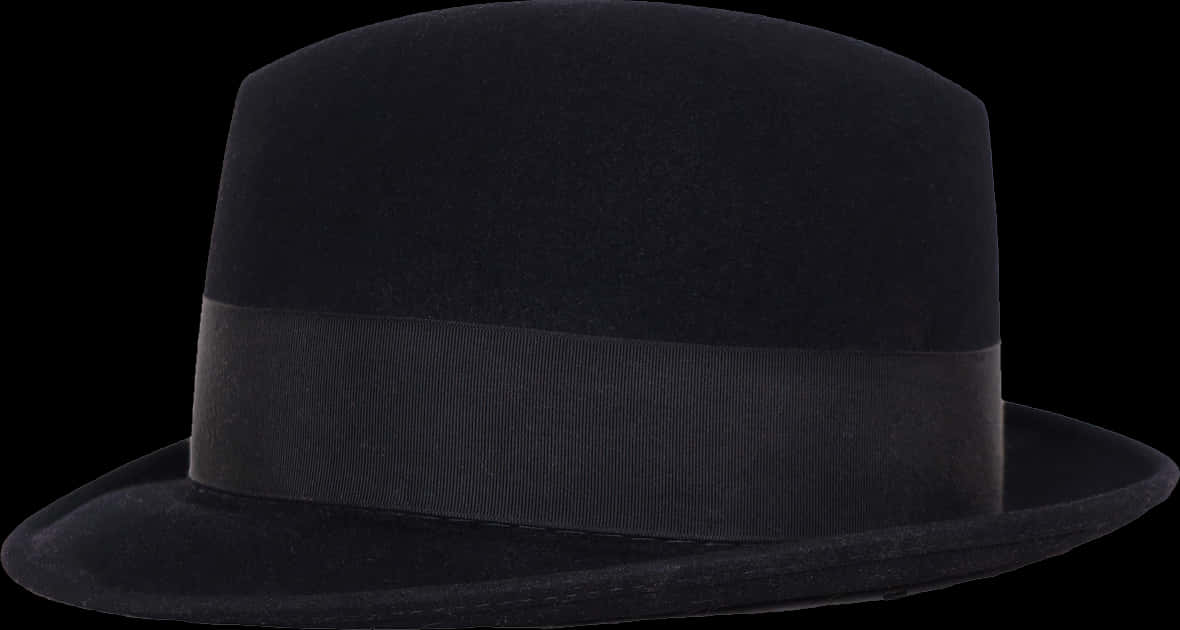 Black Felt Fedora Hat PNG Image