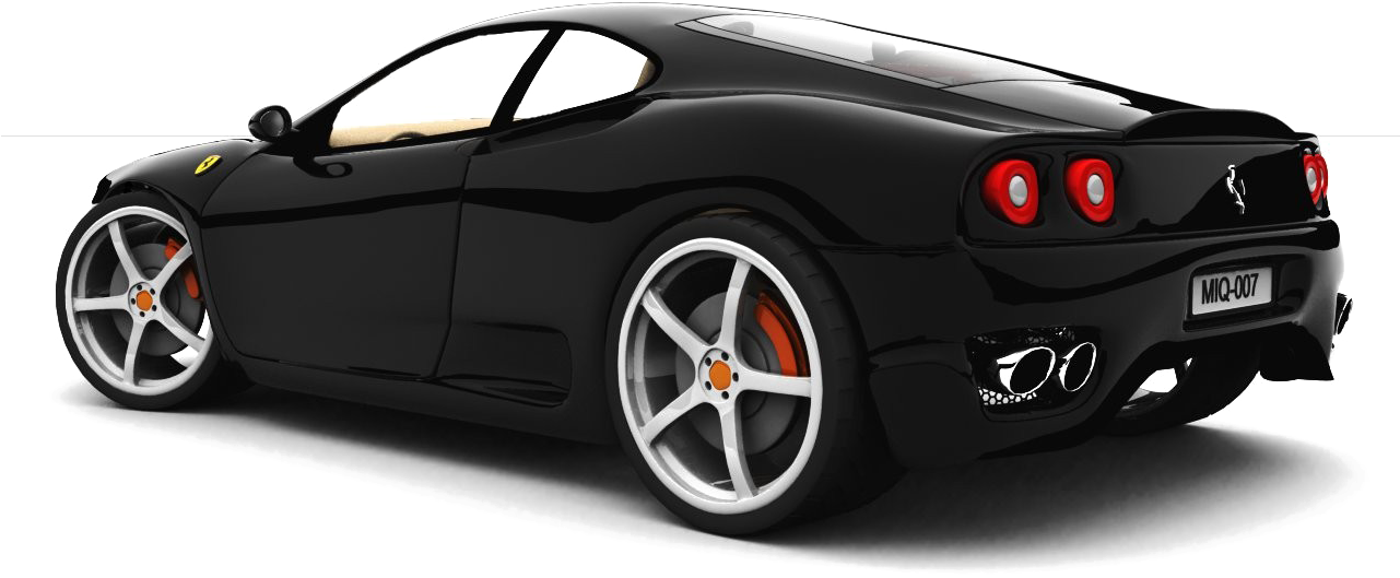 Black Ferrari Sports Car Profile PNG Image