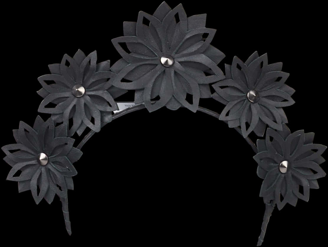 Black Floral Crown Accessory PNG Image