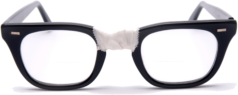 Black Framed Eyeglasseswith White Temple Wrap PNG Image