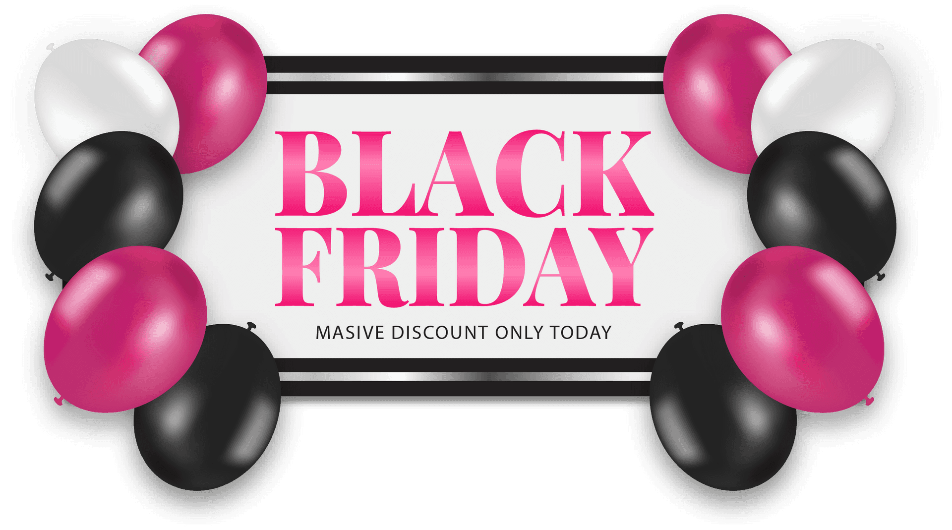 Black Friday Sale Balloons Banner PNG Image