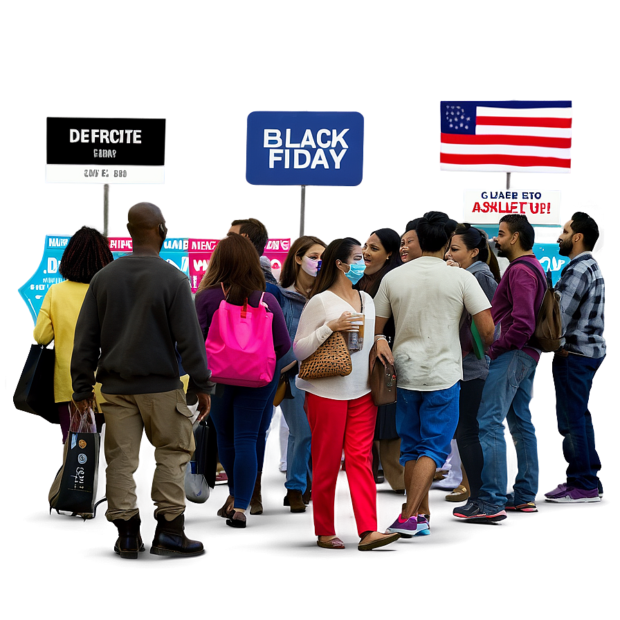 Black Friday Shopping Crowd Png Bnm PNG Image