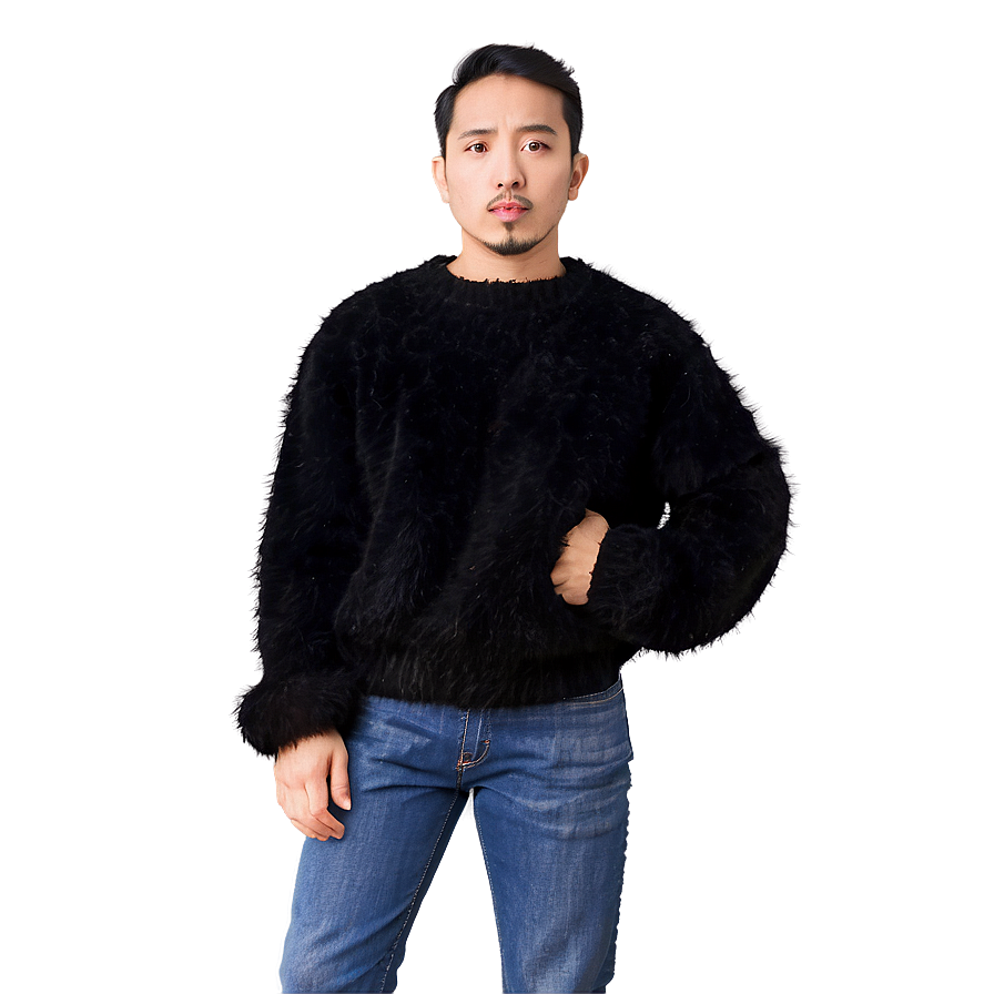 Black Fuzzy Sweater Png Qeg9 PNG Image