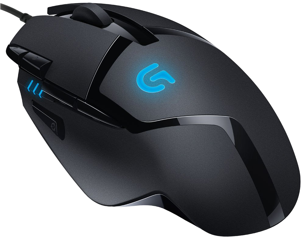 Black Gaming Mouse Illuminated Logo PNG Image