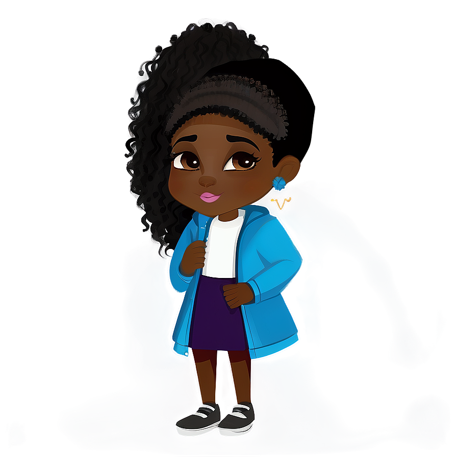 Black Girl Cartoon Character Design Png Quf PNG Image