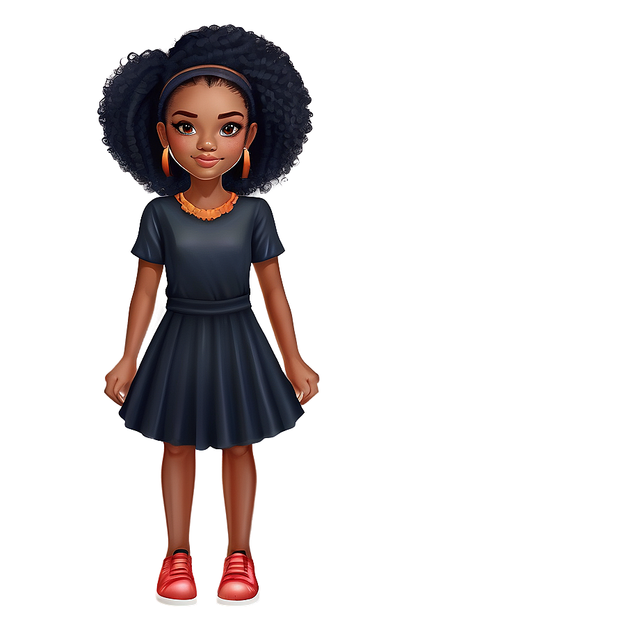 Black Girl Cartoon In Halloween Costume Png 06252024 PNG Image