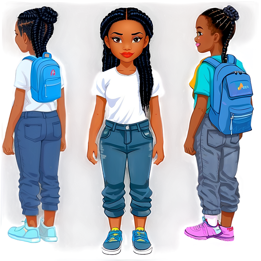 Black Girl Cartoon With Braids Png 62 PNG Image