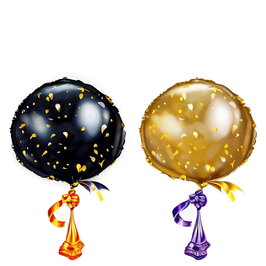 Black Gold Anniversary Balloons Png Axu58 PNG Image