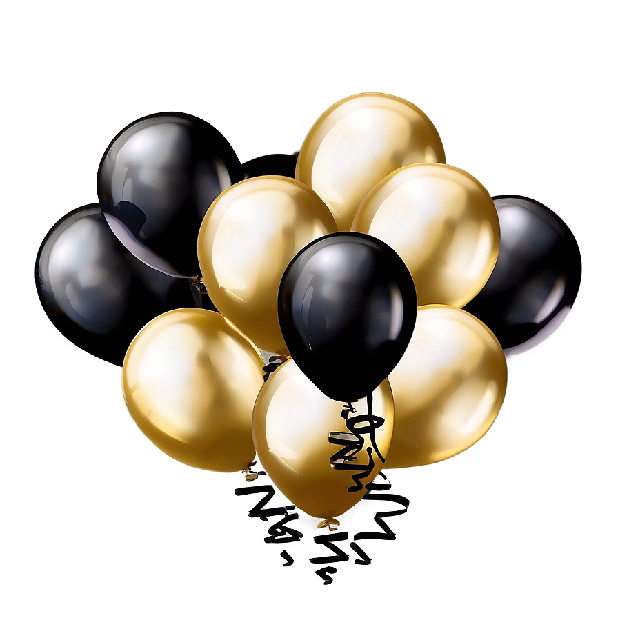 Black Gold Balloon Party Decor Png Vkx PNG Image