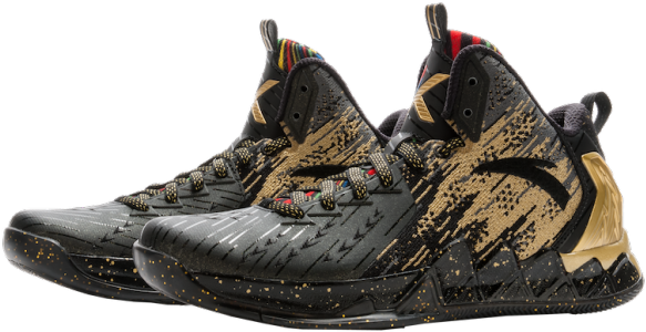 Black Gold Basketball Shoes PNG Image