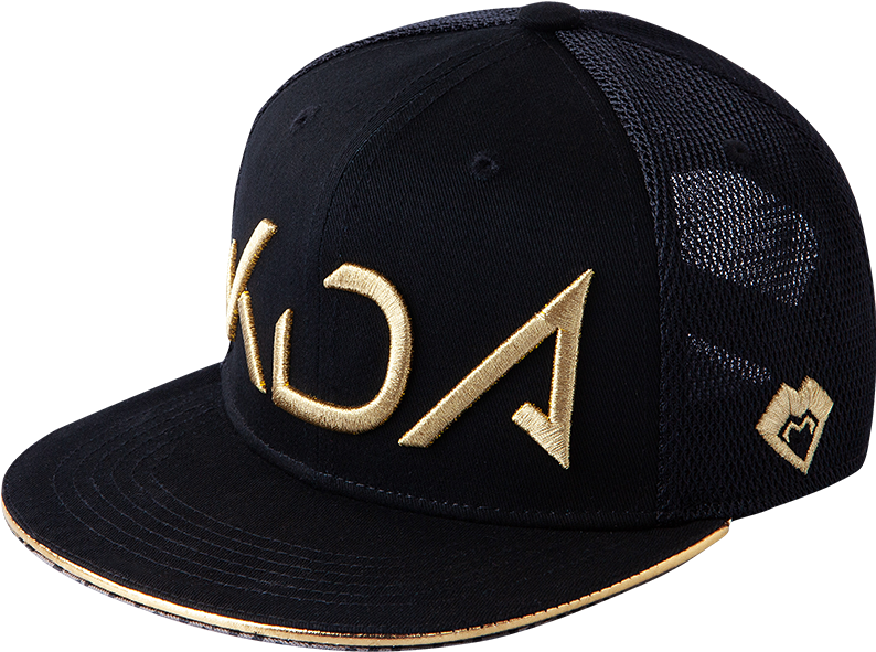 Black Gold Flat Brim Cap PNG Image