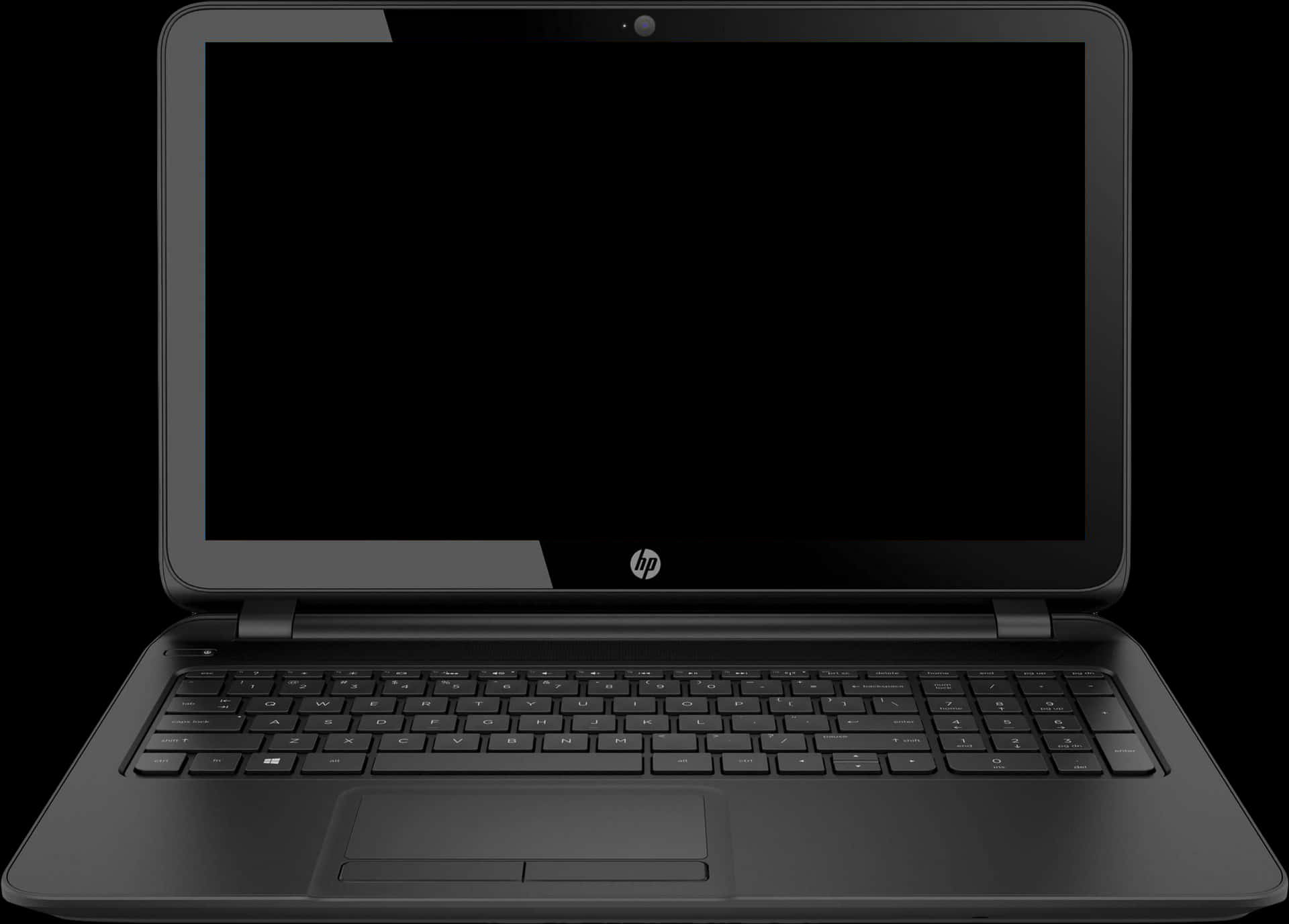 Black H P Laptop Front View PNG Image