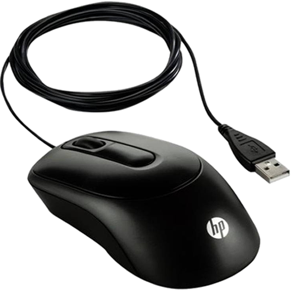 Black H P U S B Wired Mouse PNG Image