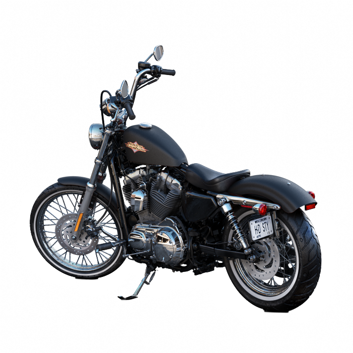 Black Harley Davidson Chopper PNG Image