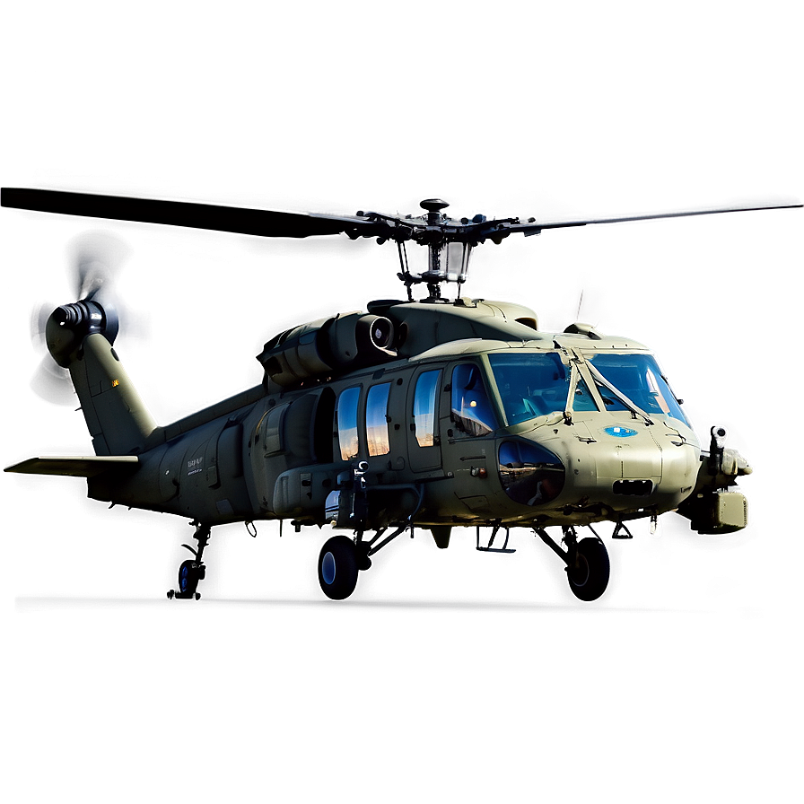 Black Hawk Helicopter With Spotlight Png Lye11 PNG Image