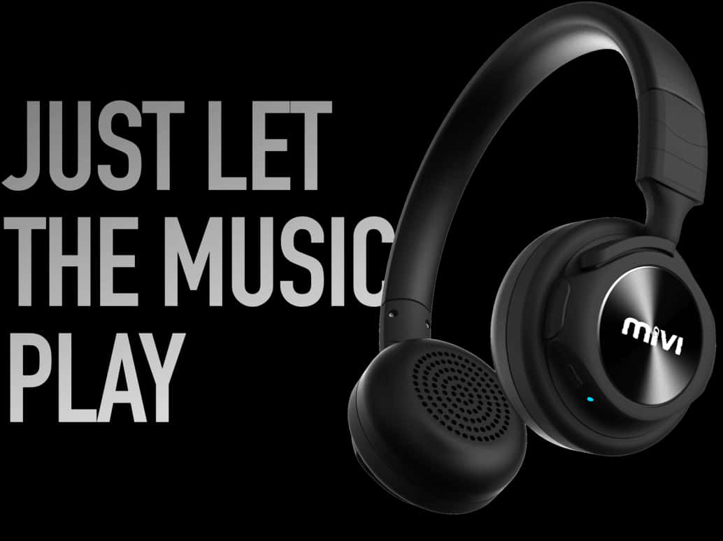 Black Headphones Music Advertisement PNG Image