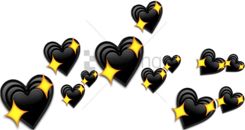 Black Heart Emoji Sparkles PNG Image