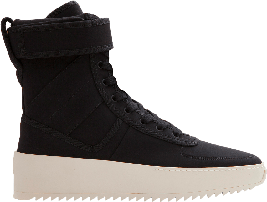 Black High Top Sneaker Profile View PNG Image