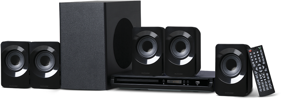 Black Home Theater System Setup PNG Image