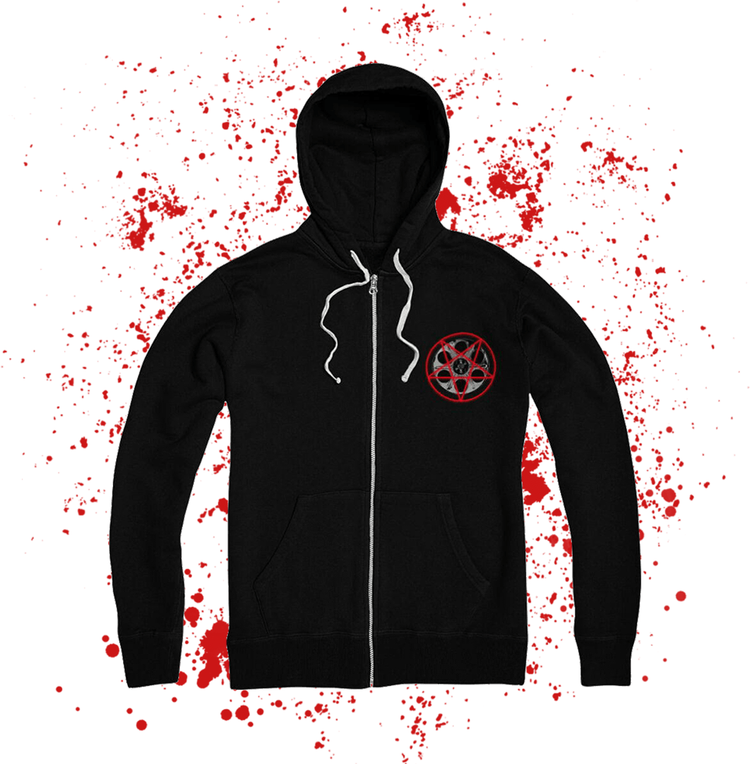 Black Hoodie Red Splatter Design PNG Image