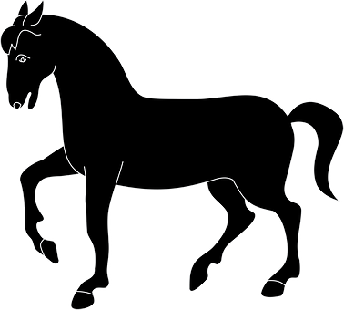 Black Horse Line Art PNG Image