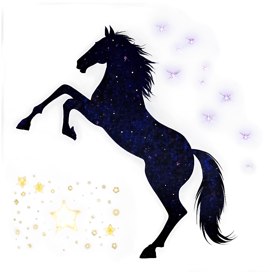 Black Horse Silhouette Under Stars Png 90 PNG Image