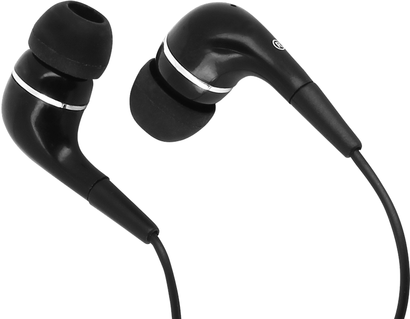 Black In Ear Earbudswith Cable PNG Image