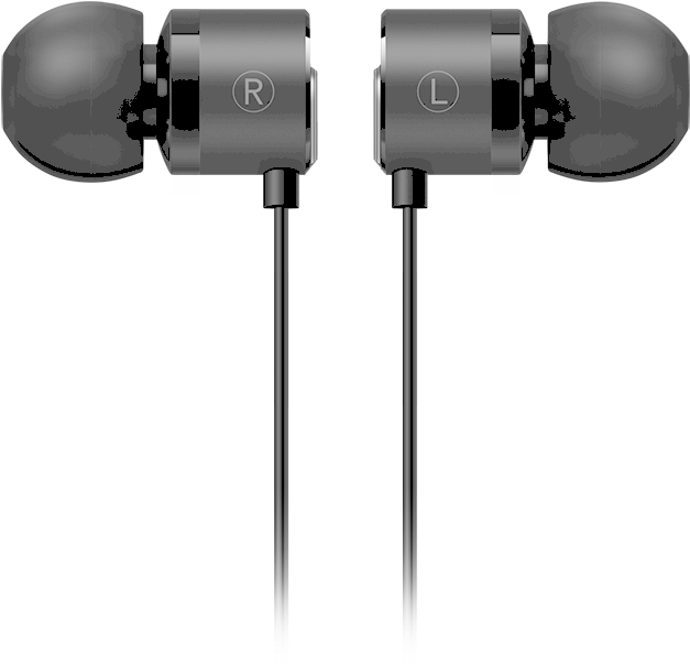 Black In Ear Wired Earphones PNG Image