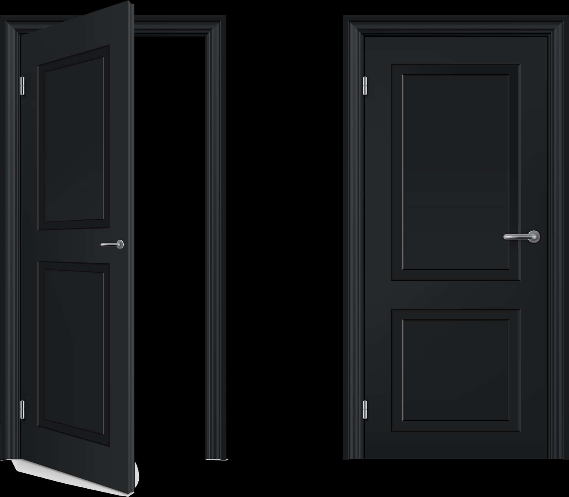 Black Interior Doors Open Closed PNG Image