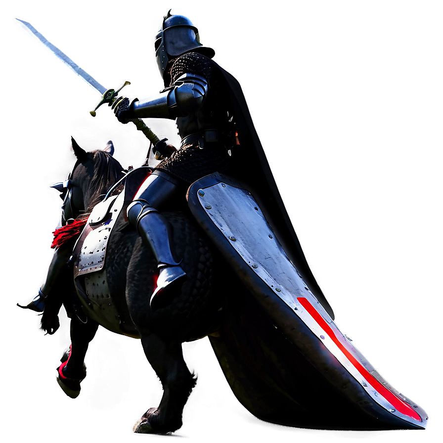 Black Knight Riding Into Battle Png Rfm24 PNG Image