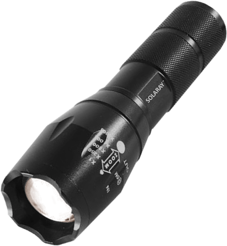 Black L E D Flashlight Solaray PNG Image