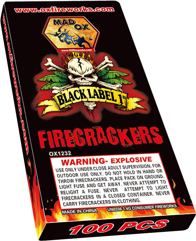 Black Label Firecrackers Pack100 Pieces PNG Image