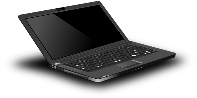 Black Laptop Isolatedon Dark Background PNG Image