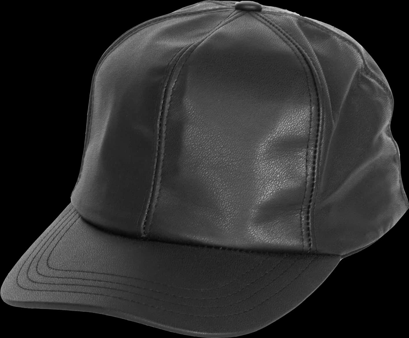 Black Leather Baseball Cap PNG Image