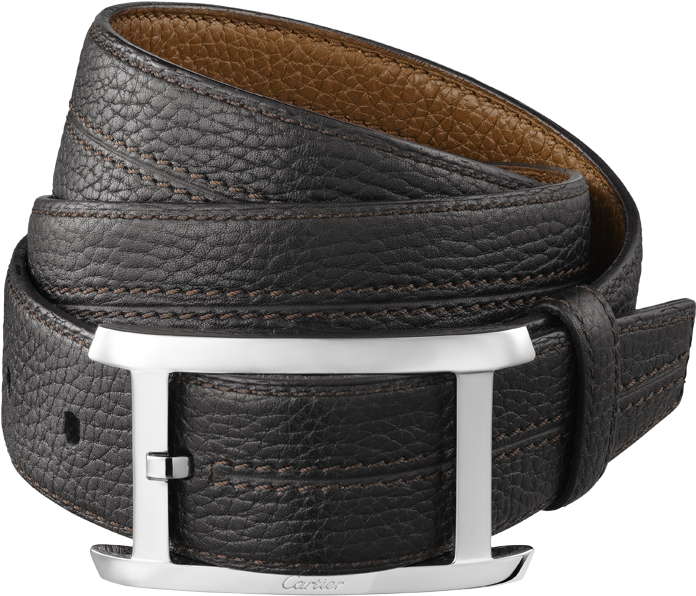 Black Leather Beltwith Silver Buckle PNG Image