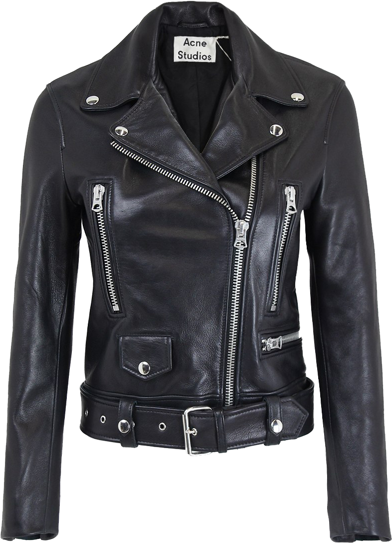 Black Leather Biker Jacket Acne Studios PNG Image