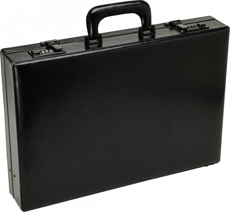 Black Leather Briefcase Isolated PNG Image