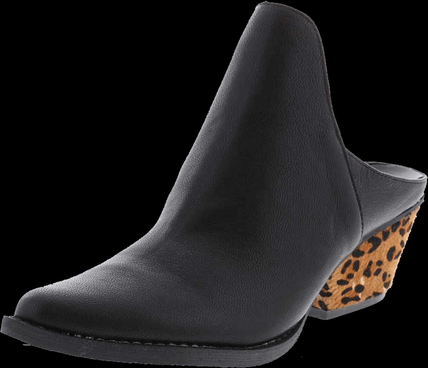 Black Leather Cheetah Print Heel PNG Image